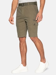 Threadbare Khaki Blend Belted Cargo Shorts - Image 1 of 4