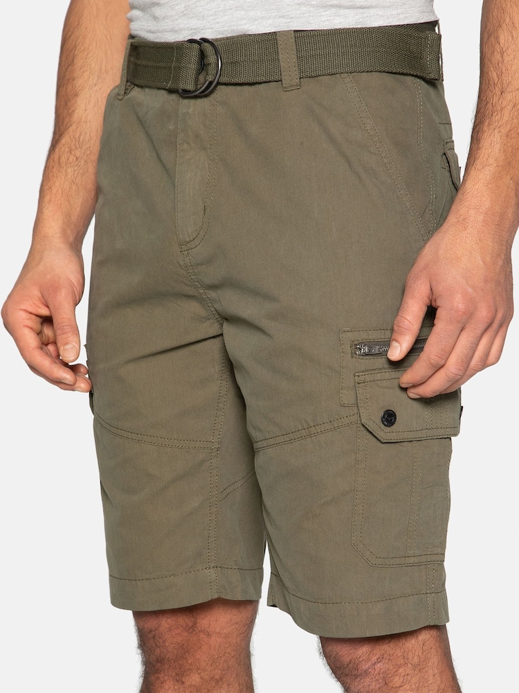 Threadbare Khaki Blend Belted Cargo Shorts - Image 4 of 4
