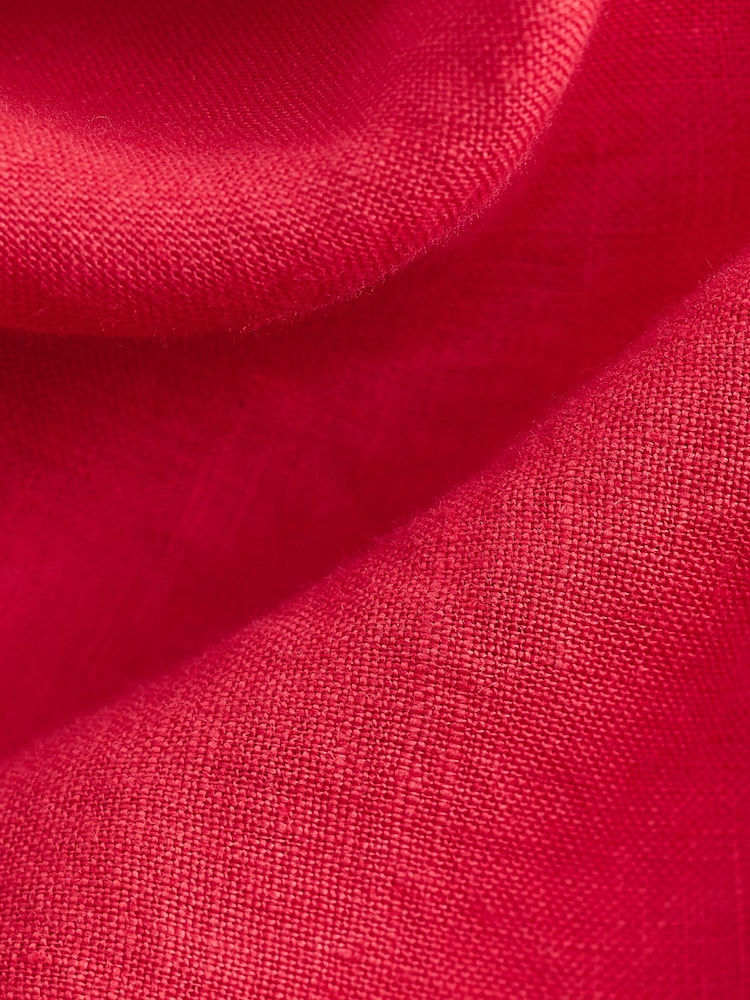 Red 100% Linen Long Sleeve Shirt - Image 6 of 6