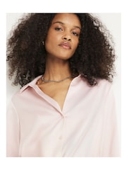 River Island Pink Satin Wrap Shirt - Image 4 of 6