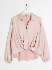 River Island Pink Satin Wrap Shirt - Image 5 of 6
