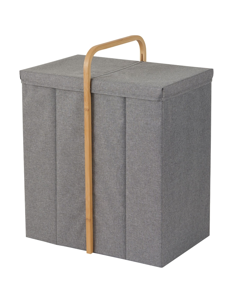 Showerdrape Grey Cotswold Double Laundry Hamper With Lid - Image 4 of 4