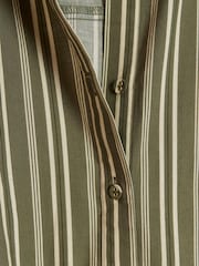 River Island Khaki 100% Cotton Balloon Stripe Midi Shirt Dress - Image 5 of 5