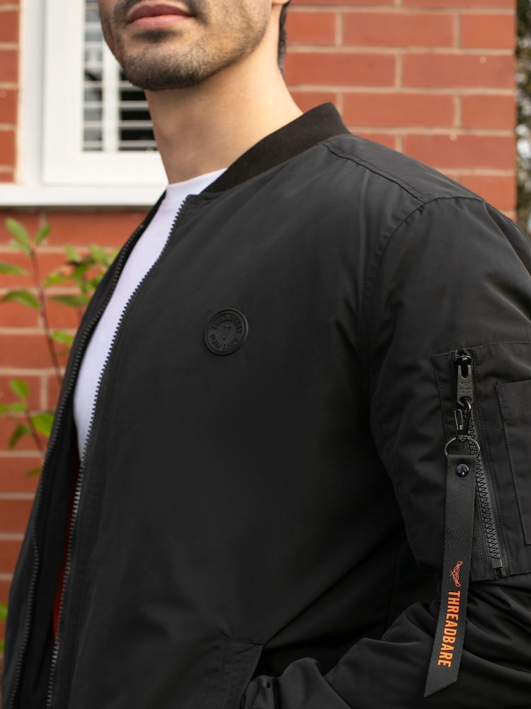 Threadbare Black Lightweight Bomber Jacket - Image 4 of 4