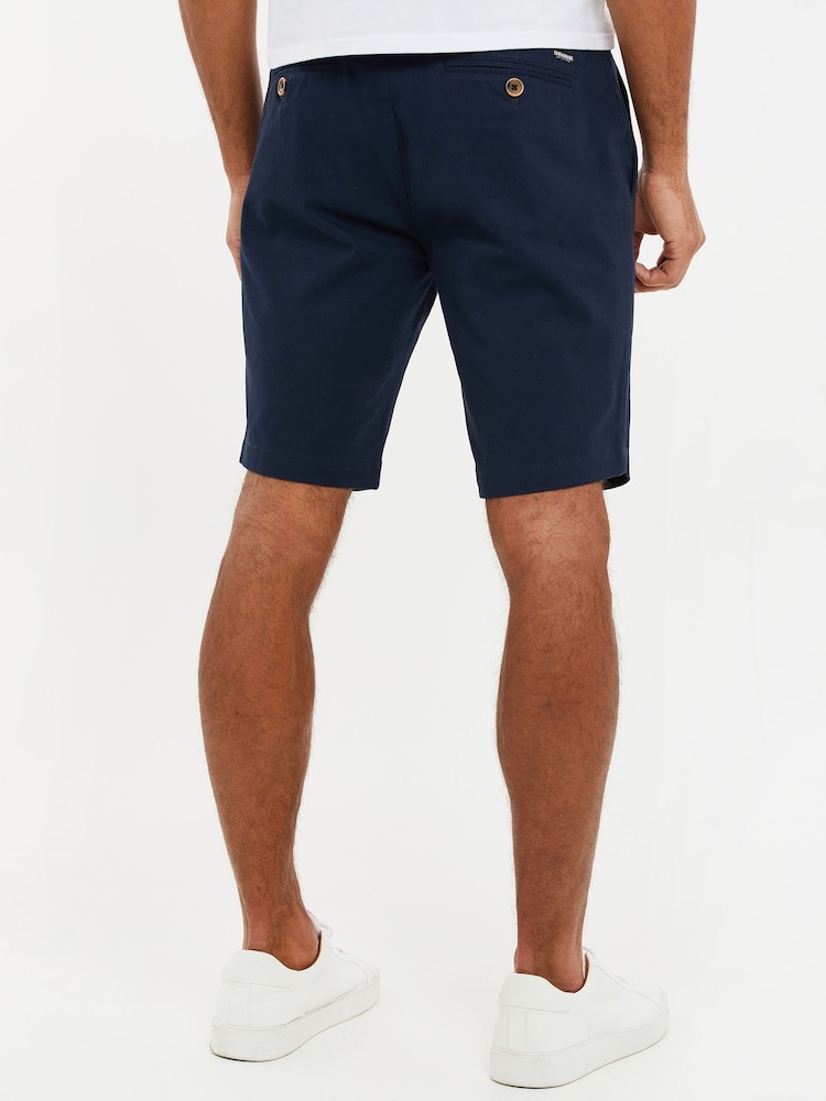 Threadbare Navy Slim Fit Cotton Chino Shorts With Stretch - Image 2 of 4