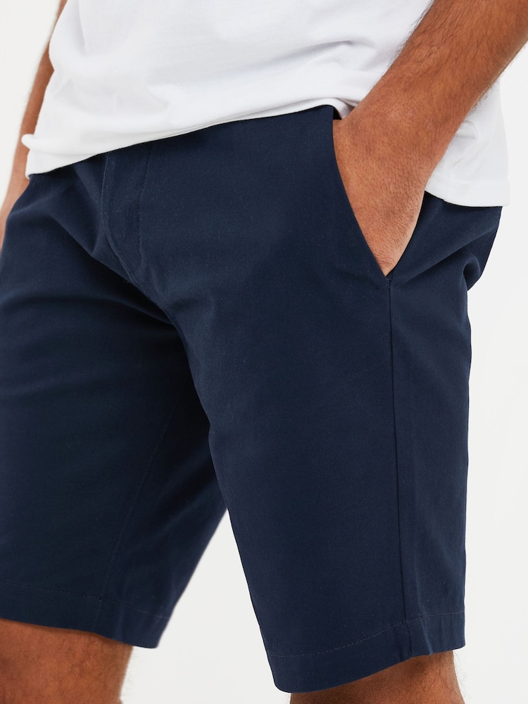 Threadbare Navy Slim Fit Cotton Chino Shorts With Stretch - Image 4 of 4