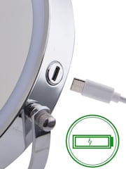 Showerdrape Chrome Iris LED Vanity Mirror Round 3x Magnification Reversible - Image 2 of 5