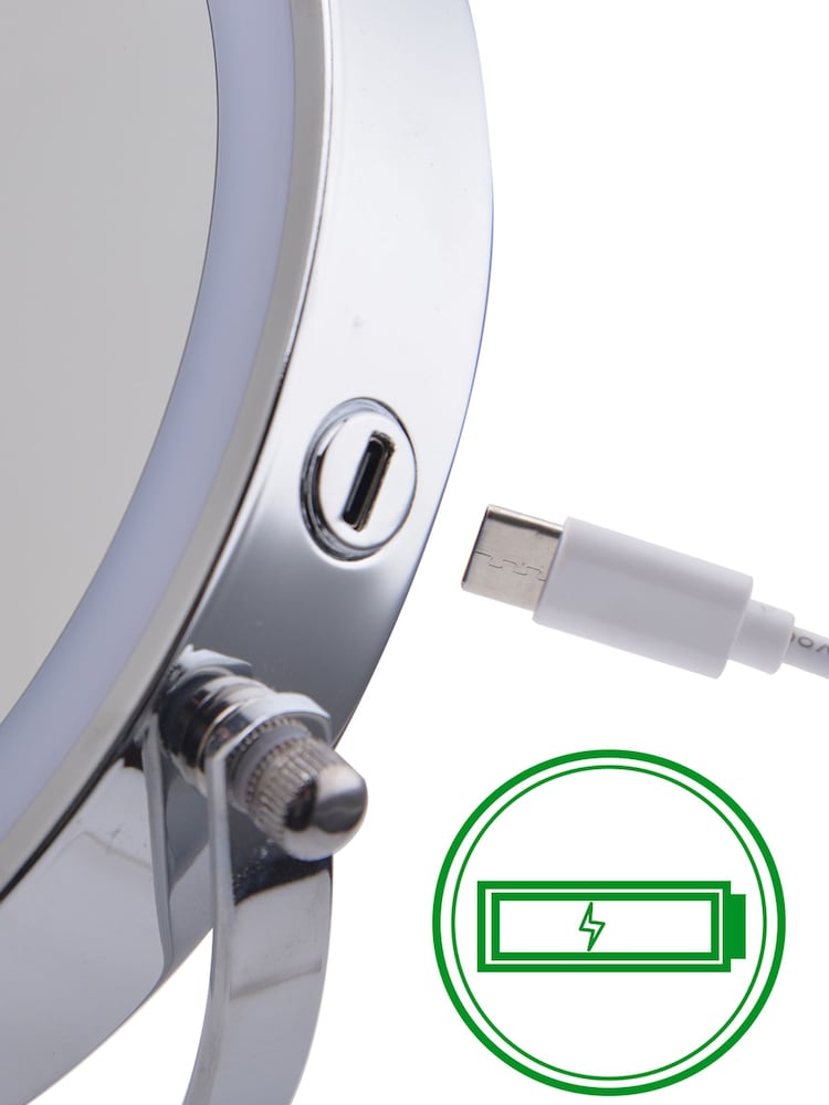 Showerdrape Chrome Iris LED Vanity Mirror Round 3x Magnification Reversible - Image 2 of 5