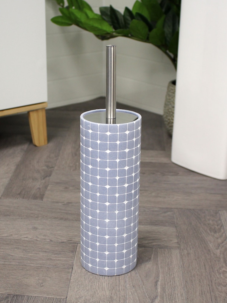 Showerdrape Sky Blue Mosaica Toilet Brush & Holder - Image 1 of 2
