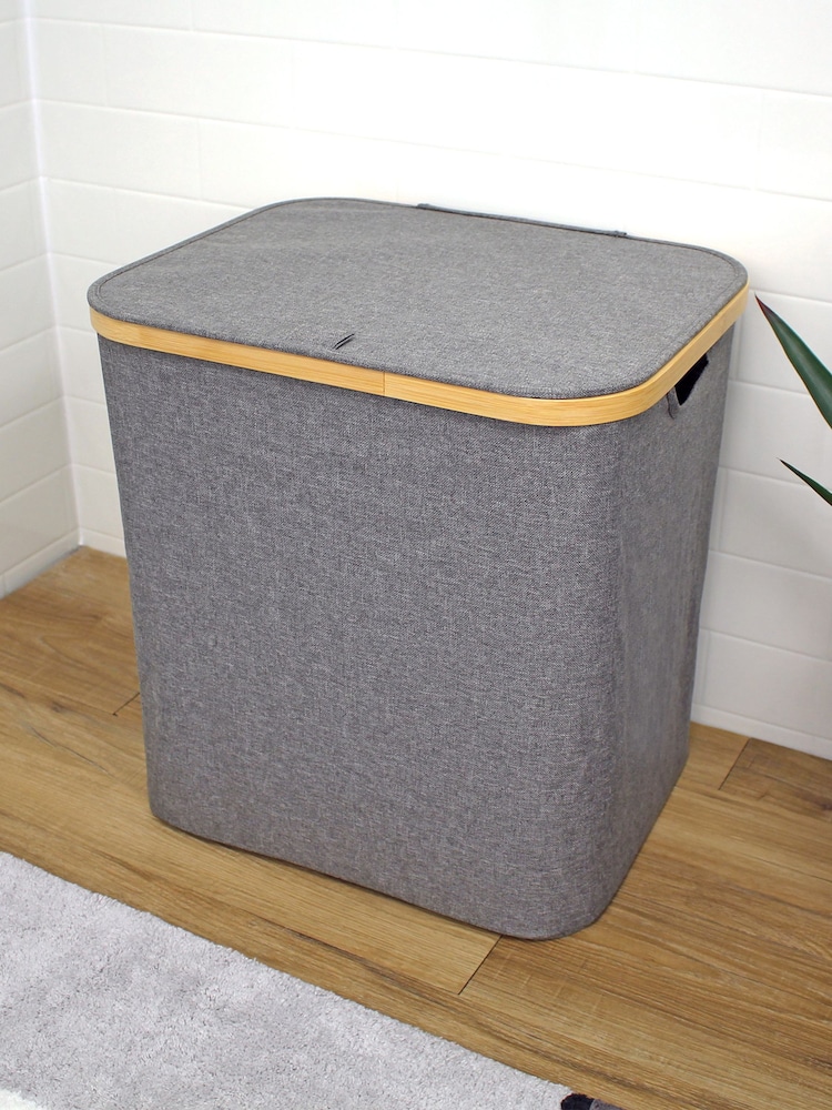 Showerdrape Grey Large Cotswold Laundry Hamper With Lid - Image 1 of 3