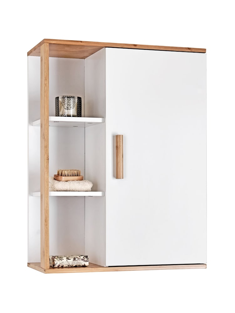 Showerdrape White Cassino Bamboo Wall Cabinet with Display Shelves - Image 6 of 6