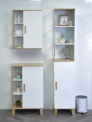 Showerdrape White Catania Bamboo Viscose Tall Boy Cabinet With Display Shelves - Image 3 of 4