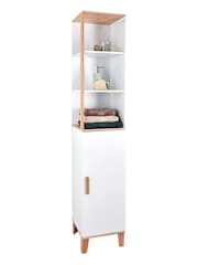 Showerdrape White Catania Bamboo Viscose Tall Boy Cabinet With Display Shelves - Image 4 of 4
