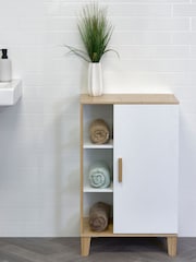 Showerdrape White Varallo Bamboo Viscose Floor Cabinet With Display Shelves - Image 1 of 6