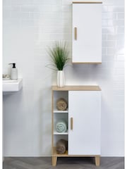 Showerdrape White Varallo Bamboo Viscose Floor Cabinet With Display Shelves - Image 2 of 6