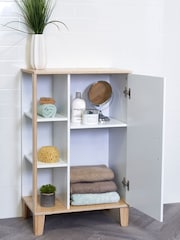 Showerdrape White Varallo Bamboo Viscose Floor Cabinet With Display Shelves - Image 4 of 6