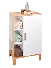 Showerdrape White Varallo Bamboo Viscose Floor Cabinet With Display Shelves - Image 5 of 6