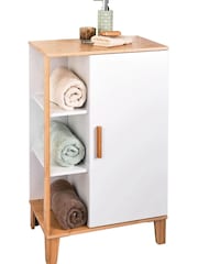 Showerdrape White Varallo Bamboo Viscose Floor Cabinet With Display Shelves - Image 6 of 6