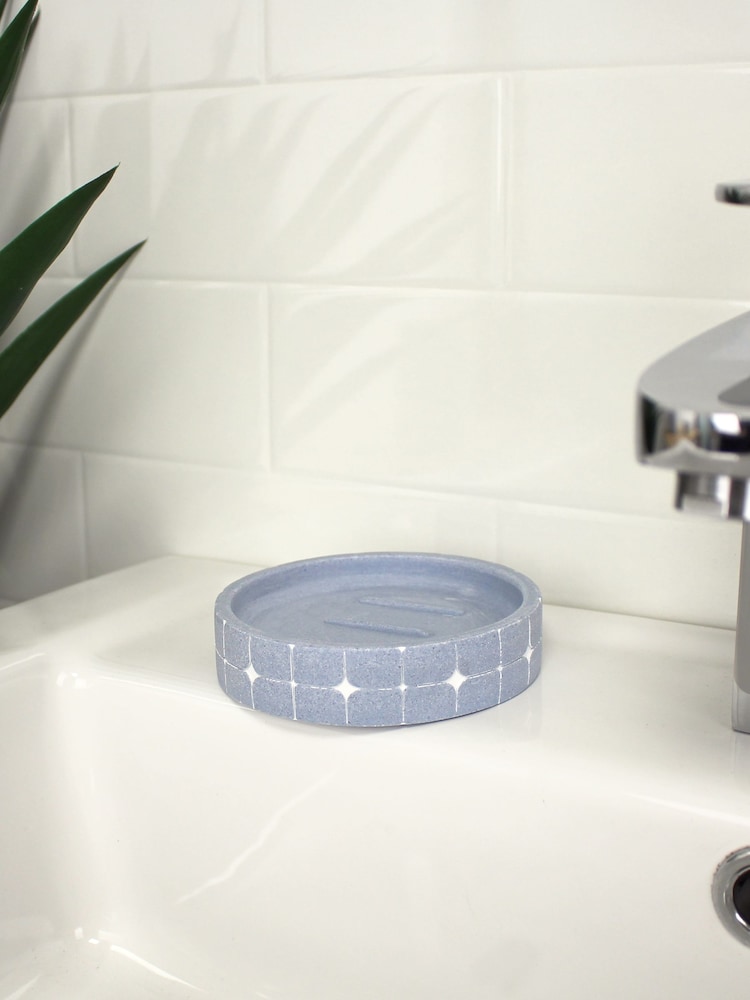 Showerdrape Set of 4 Sky Blue Mosaica Bathroom Accessories - Image 5 of 5