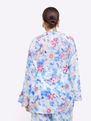 River Island Blue Embellished Tie Dye Kimono Cover-Up - Image 2 of 4