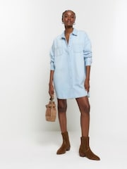 River Island Blue Denim Oversized Shirt Dress - Image 2 of 5