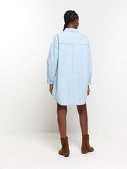 River Island Blue Denim Oversized Shirt Dress - Image 3 of 5
