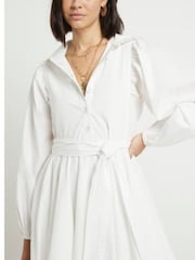 River Island White Poplin Batwing Mini Shirt Dress - Image 4 of 6