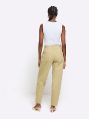 River Island Light Khaki Mid Rise Tapered Barrel Jeans - Image 2 of 5