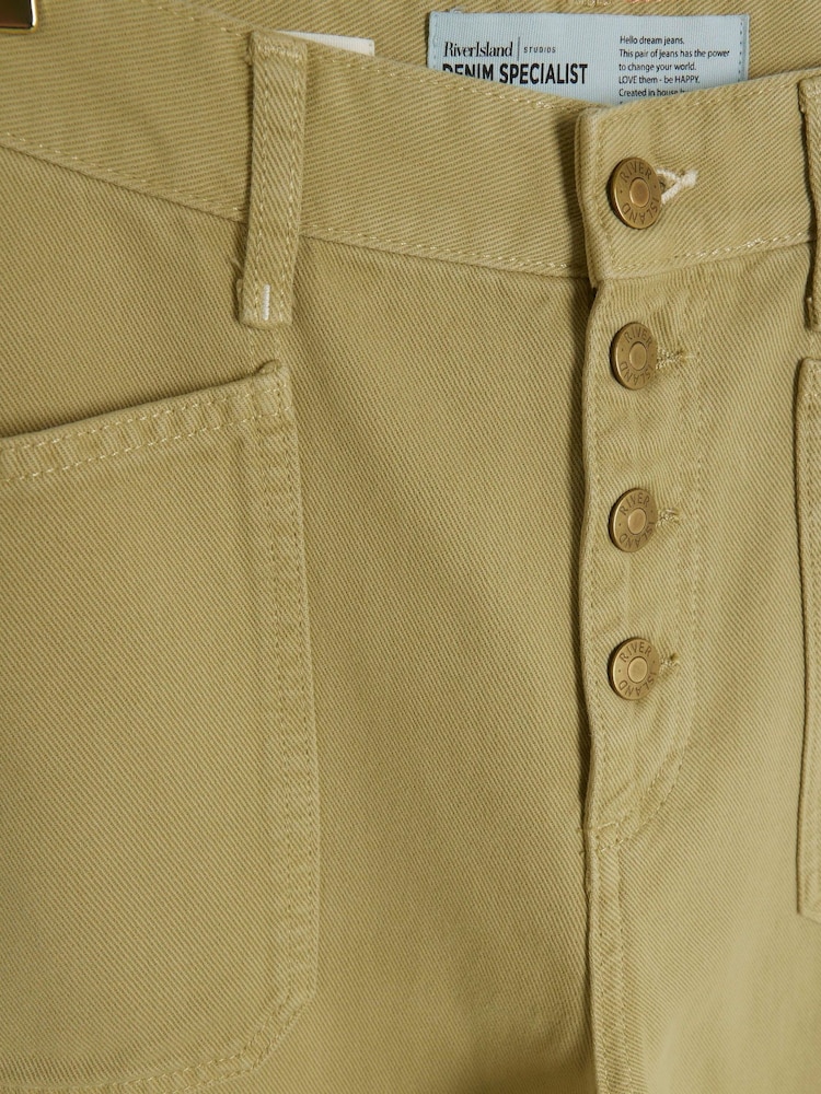River Island Light Khaki Mid Rise Tapered Barrel Jeans - Image 5 of 5