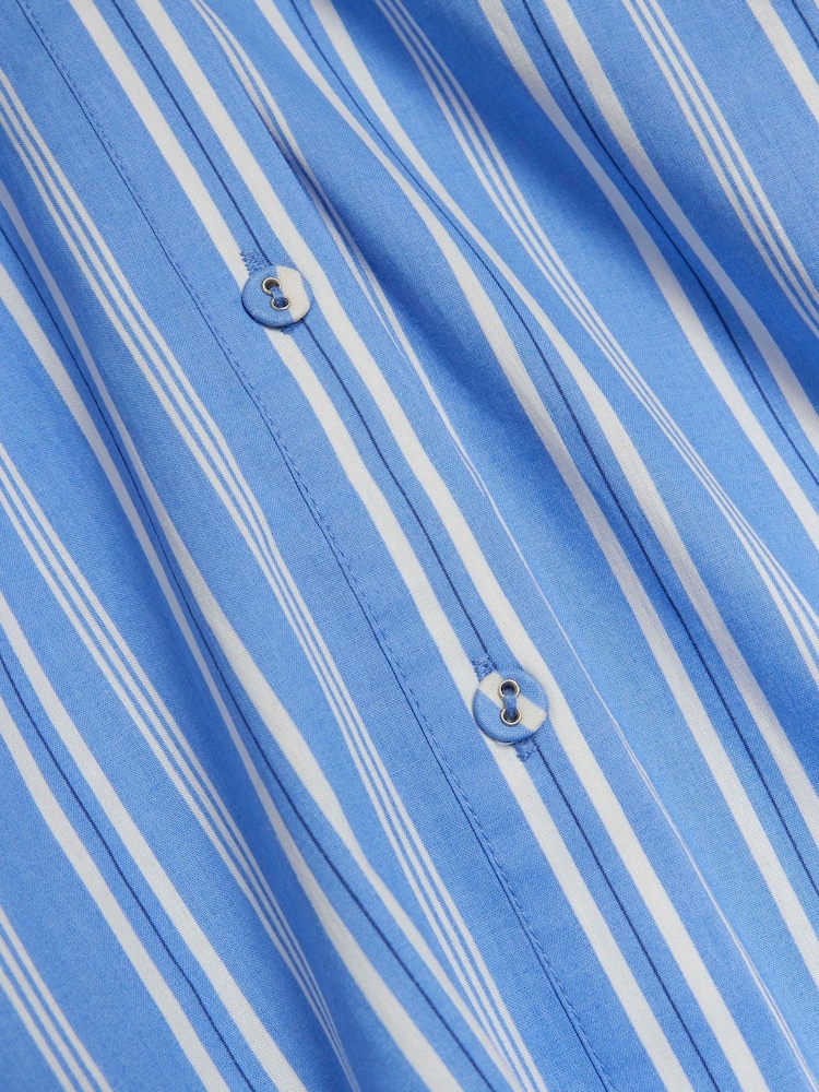River Island Blue 100% Cotton Balloon Stripe Midi Shirt Dress - Image 6 of 6