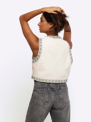 River Island Cream Embroidered Waistcoat - Image 2 of 6