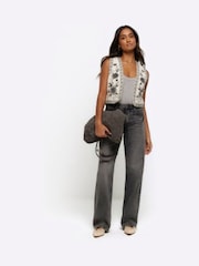 River Island Cream Embroidered Waistcoat - Image 3 of 6