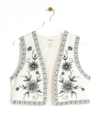 River Island Cream Embroidered Waistcoat - Image 5 of 6