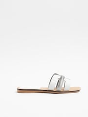 River Island White Cut Out Strap Leather Sandals - Image 1 of 4
