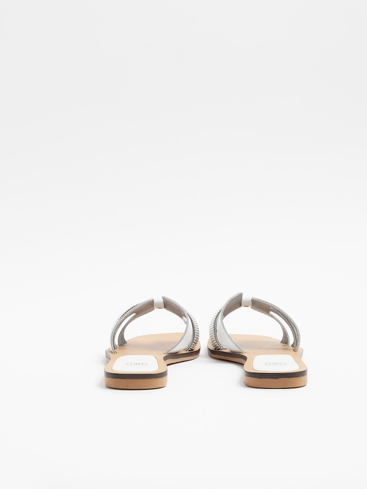 River Island White Cut Out Strap Leather Sandals - Image 2 of 4