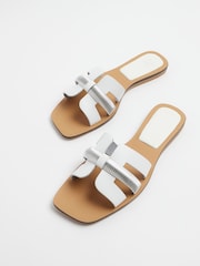 River Island White Cut Out Strap Leather Sandals - Image 4 of 4