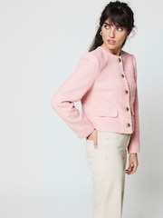 Pink - River Island Trophy Kurz geschnittene Bouclé-Jacke - Bild 3 von 4