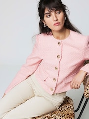 Pink - River Island Trophy Kurz geschnittene Bouclé-Jacke - Bild 4 von 4