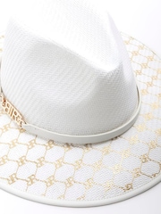 River Island White Metallic Monogram Fedora Hat - Image 4 of 4