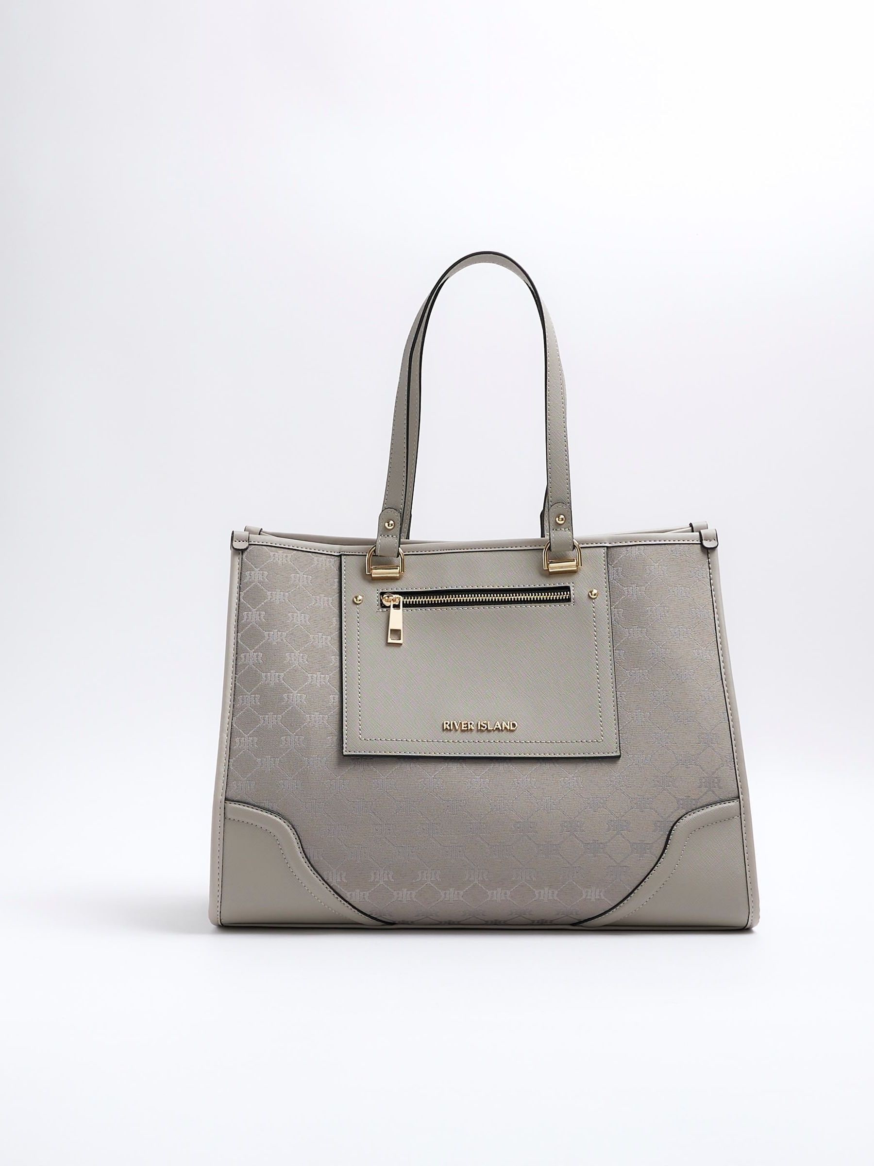 Buy River Island Grey Jacquard Monogram Shopper Bag from Next Luxembourg