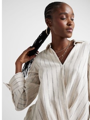 River Island лен в полоску Блузка в обтяжку - Изображение 3 из 4