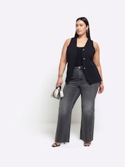 Schwarz - River Island Jeans in Relaxed Straight Fit mit hohem Bund - Bild 3 von 5