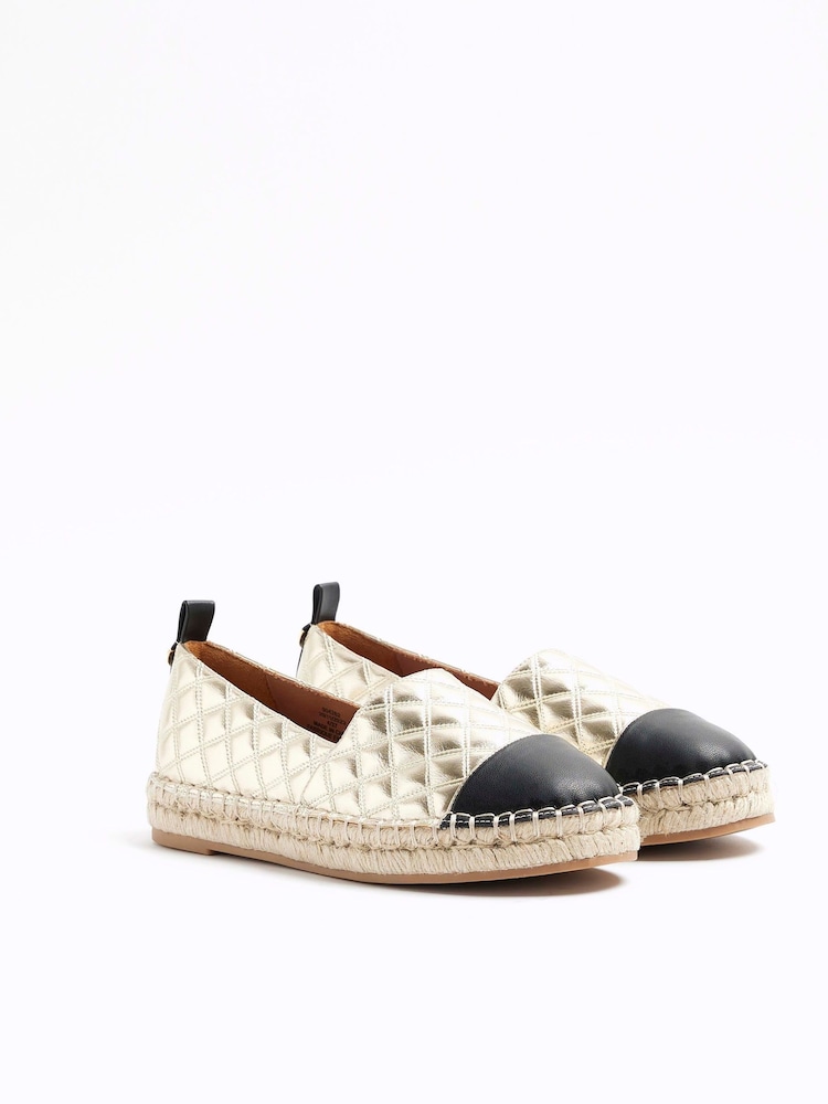 River Island Gold Quilted Espadrille Shoes - Image 2 of 4