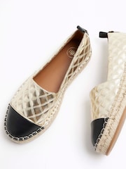 River Island Gold Quilted Espadrille Shoes - Image 4 of 4