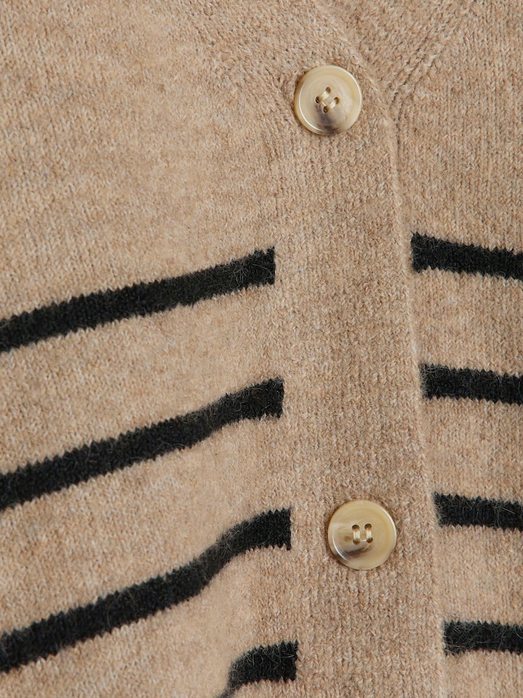 River Island Brown Stripe Button up Cropped Cardigan - Image 5 of 5