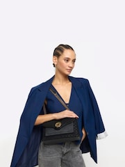 River Island Black Monogram Pocket Shoulder Bag - Image 1 of 5