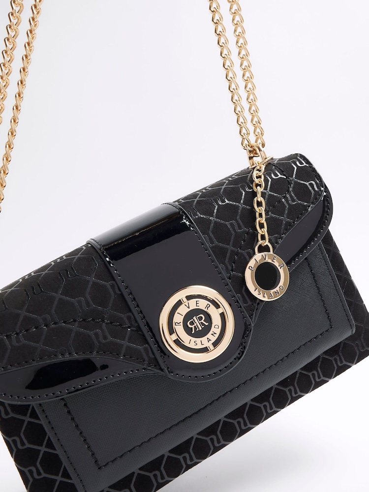 River Island Black Monogram Pocket Shoulder Bag - Image 5 of 5 River Island Black Monogram Pocket Shoulder Bag - Image 5 of 5