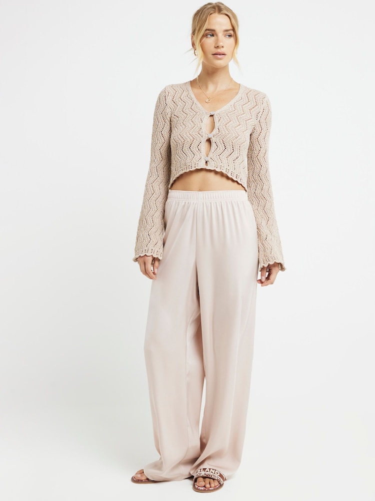River Island Pink Satin Pull On Elasticated Trousers - Image 1 of 4