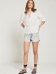 Шорты изRiver Island светлого хлопка с закрученным подолом 100 - Изображение 2 из 5
