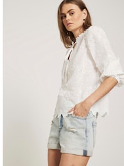 Шорты изRiver Island светлого хлопка с закрученным подолом 100 - Изображение 3 из 5